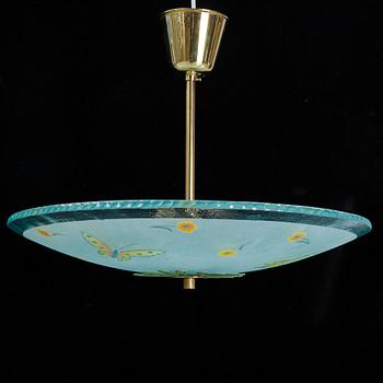 A Swedish Modern glass ceiling lamp, 1940's.