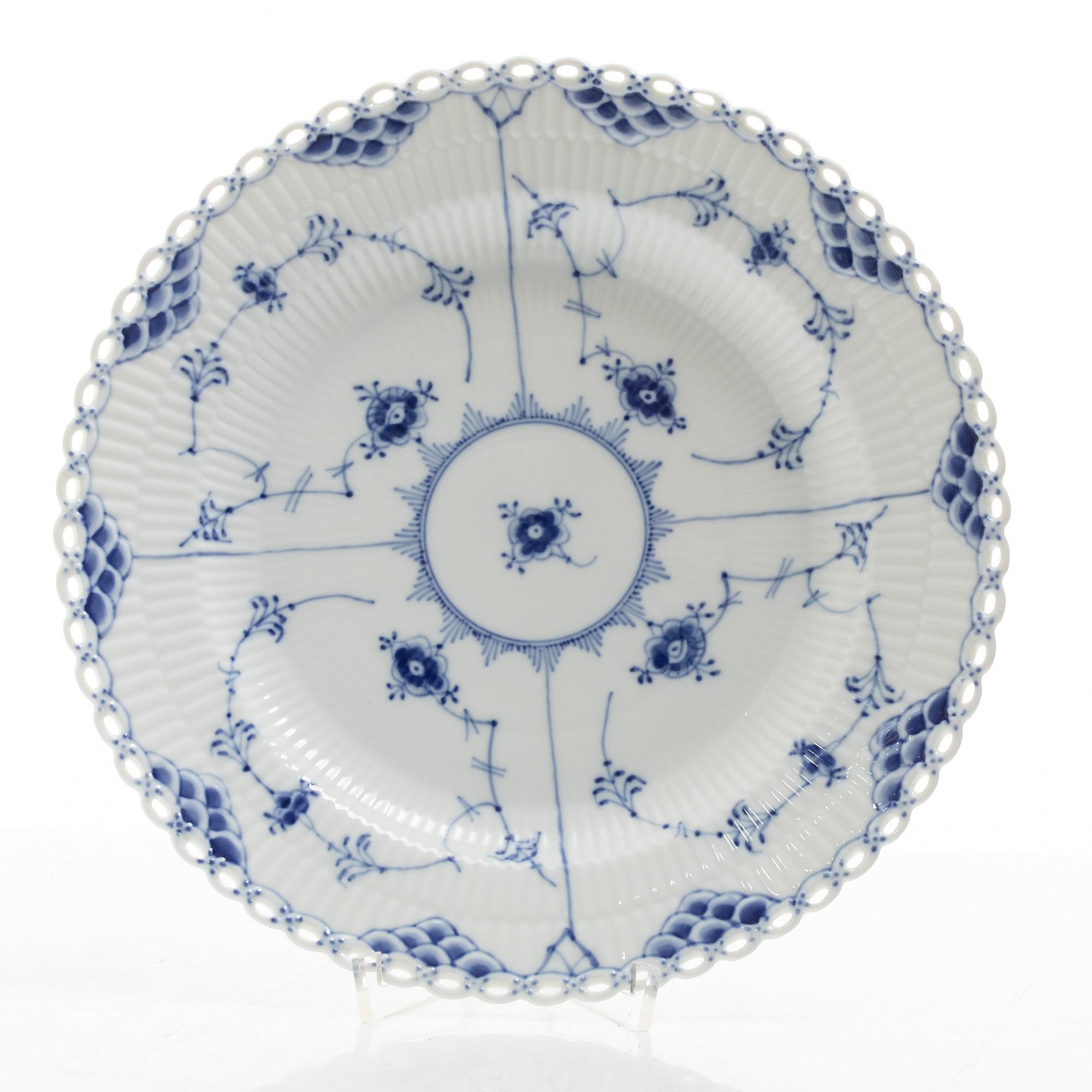 Royal Copenhagen, 14 'Blue Fluted Full Lace' tableware pieces, Denmark, 1960-73.