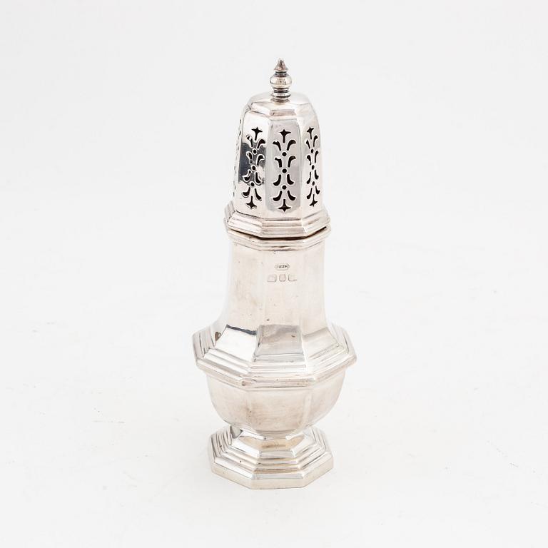 B.P. Co, a silver sugar shaker,  London, 1967.