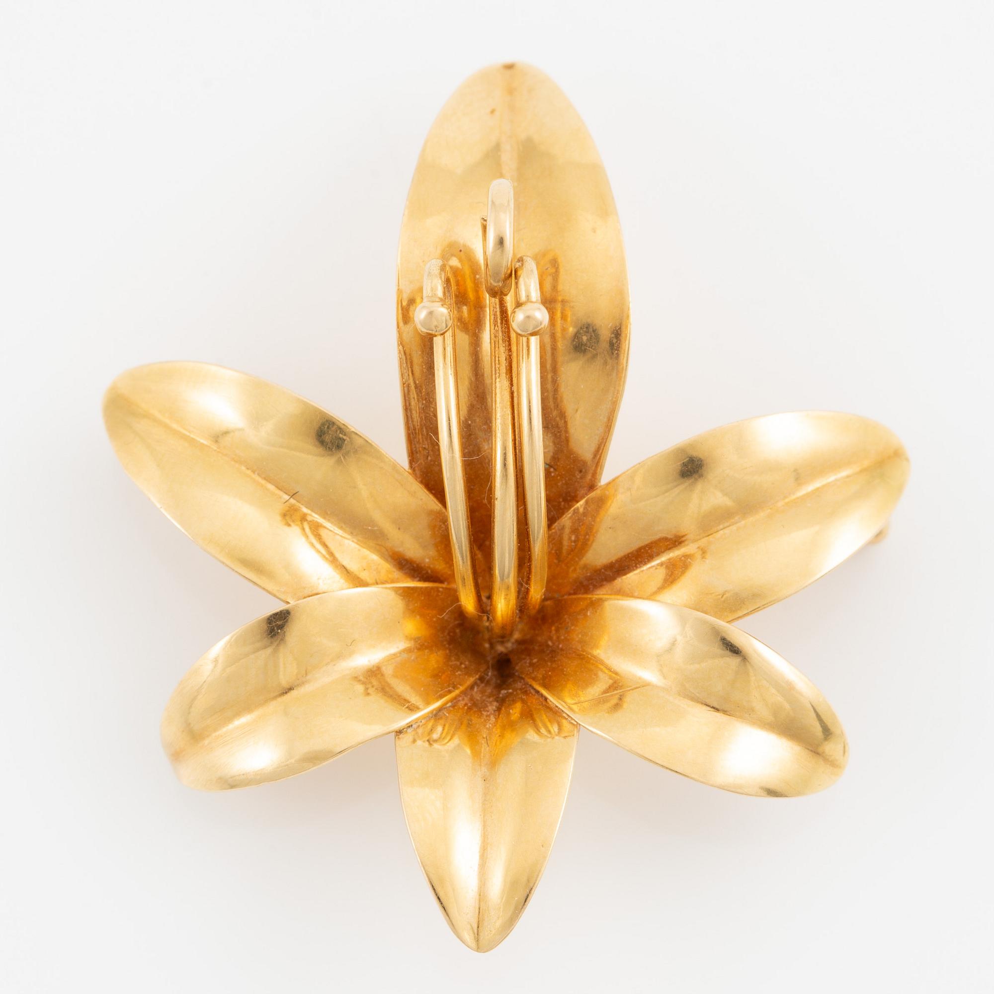 Stigbert, Engelbert, brosch, 18K guld i form av blomma.
