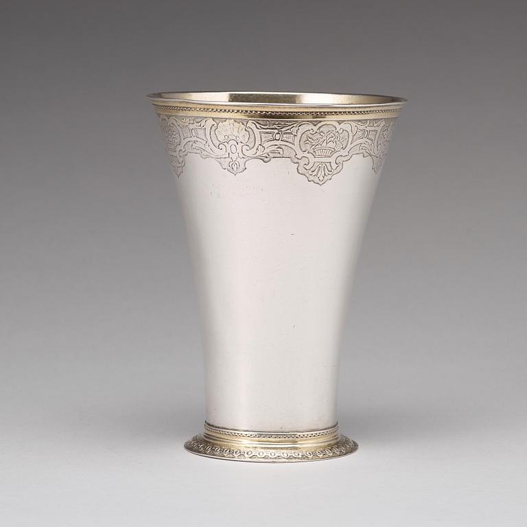 Gustaf Stafhell d ä, bägare, silver, Stockholm 1742.
