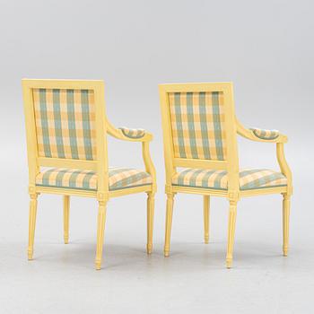A pair of Gustavian style armchairs, 1990's.