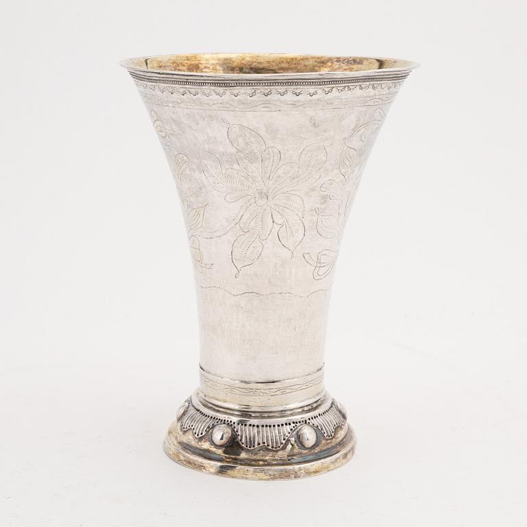 A silver and parcel-gilt beaker, mark of Hans Lyberg, Borås 1810.