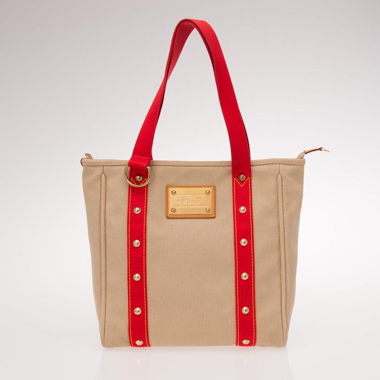 LOUIS VUITTON CANVAS ANTIGUA CABAS MM TOTE BAG.