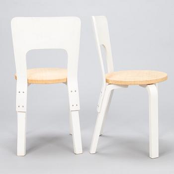 ALVAR AALTO, stolar, 4 st, modell 66, Artek, 1900-talets mitt.