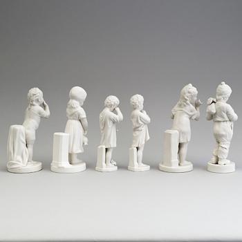 SIX PARIAN FIGURES, Gustafsberg, early 20th century.