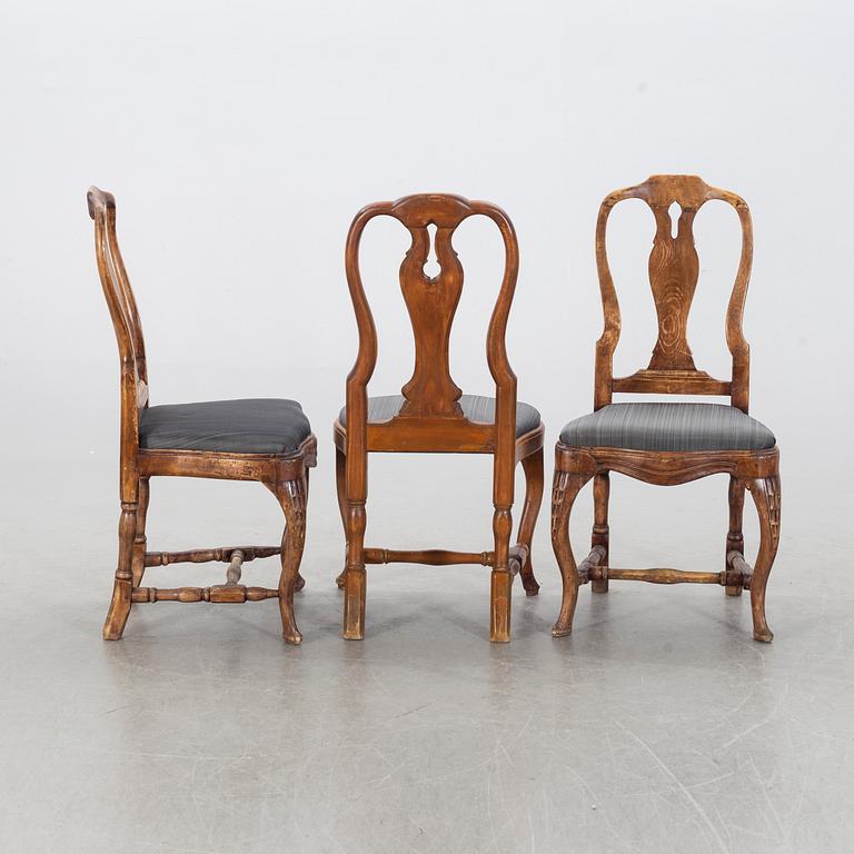 A set of six different rococo chairs.