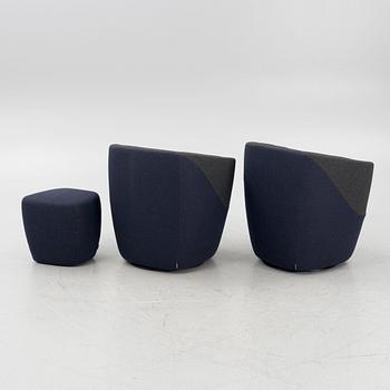 UN Studio/Ben van Berkel, a pair of 'Seating Stones' armchairs with a foot stool, Walter Knoll.