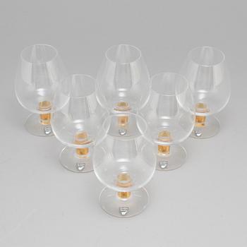 GUNNAR CYRÉN, a set of six 'Nobel' cognacs glasses for Orrefors.