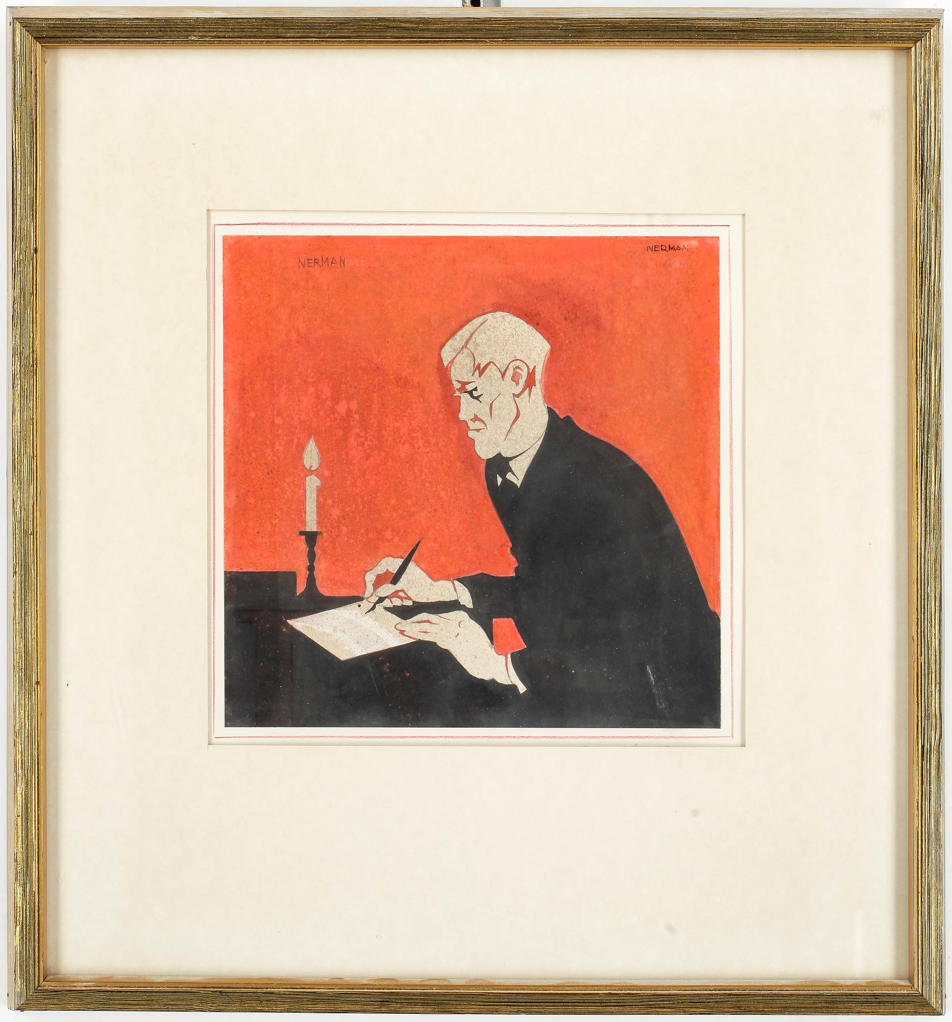 EINAR NERMAN, teckning, signerad.