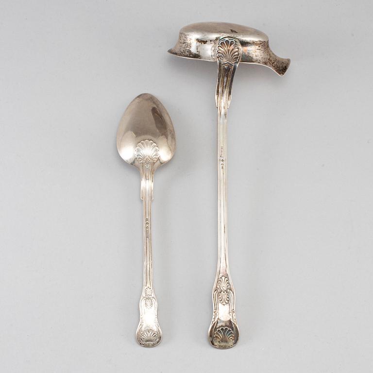 A Swedish 19th century  silver soup ladle and serving spoon, Stockholm 1853 and 1883.