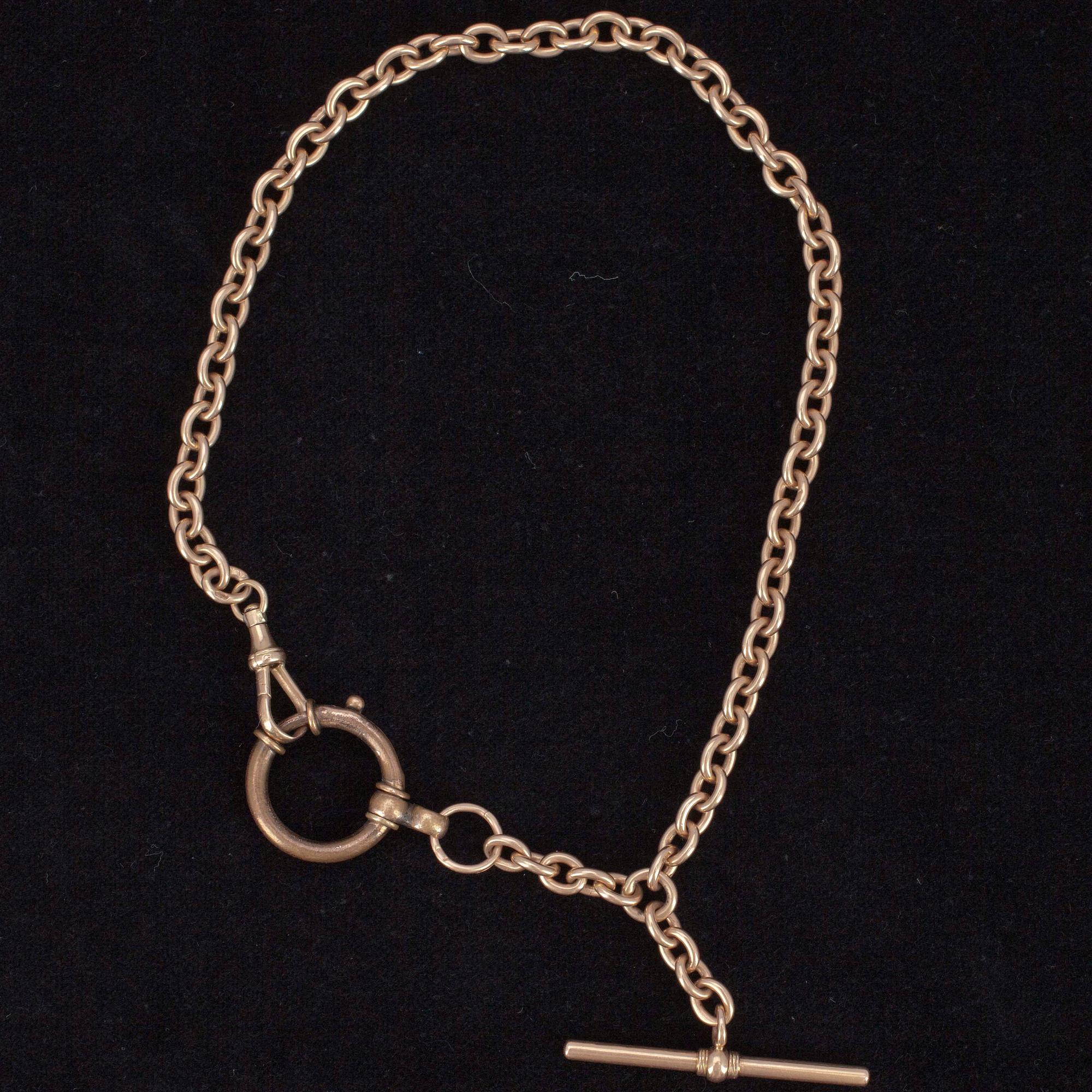 KLOCKKEDJA, guld 14K, (56 stämplat guld), otydl. mästarstämlar, St. Petersburg 1900-talets början. Tot. vikt ca 25 g.