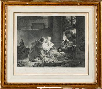 JEAN HONORÉ FRAGONARD, 3 st, efter, kopparstick, 1700-/1800-tal.