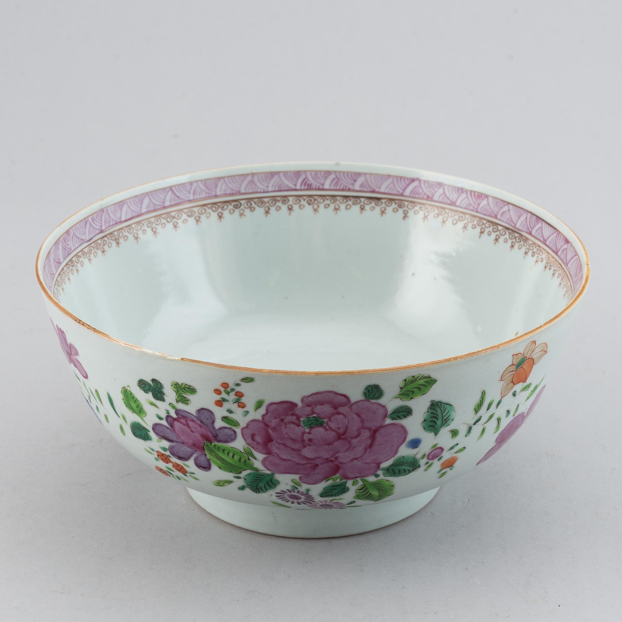 Bålskål, kompaniporslin. Qingdynastin, Qianlong (1736-95).