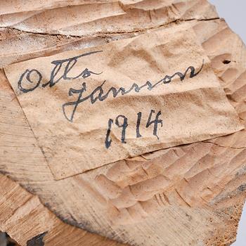 OTTO JANSSON, SKULPTUR, snidat trä, etiettmärkt Otto Jansson och daterad 1914.