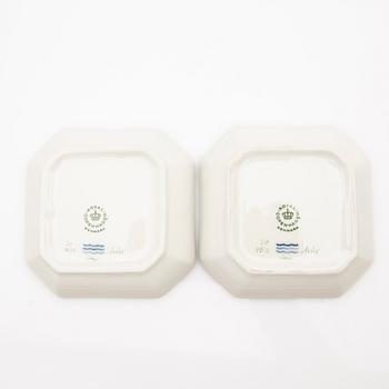 Cream cups with lids and saucers, 2 pcs, "Flora Danica", Royal Copenhagen, Denmark, 20th century.