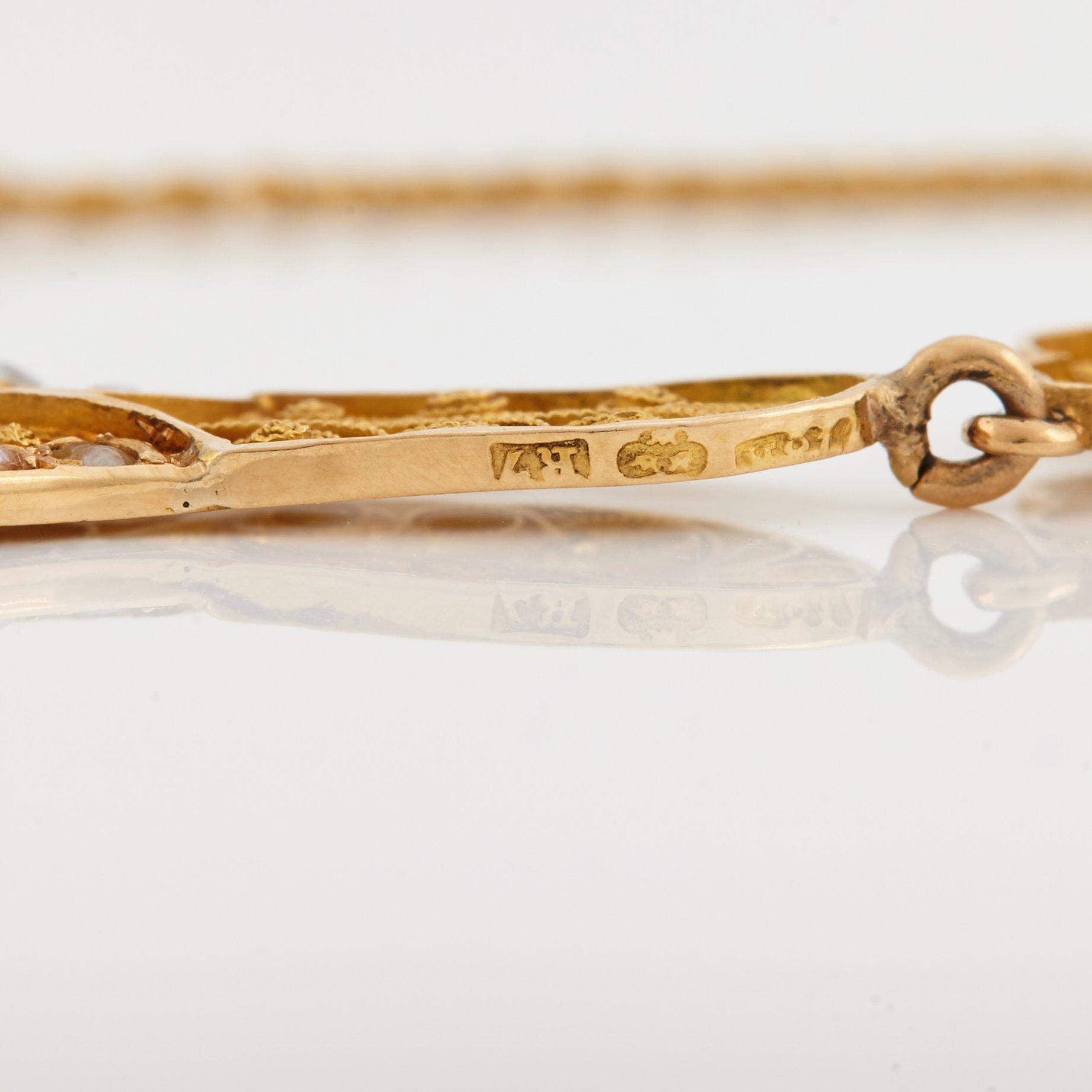 COLLIER, filigranarbete med orientaliska seedpärlor och safirer.