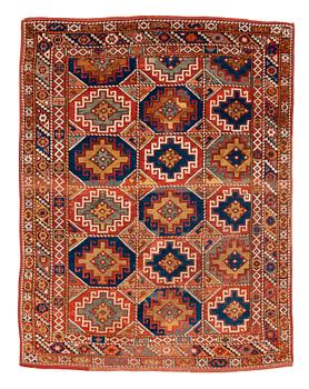 A rug, antique Bergama, ca 199-202 x 154-158 cm (and 2,5-3 cm "flat weave" at the ends),