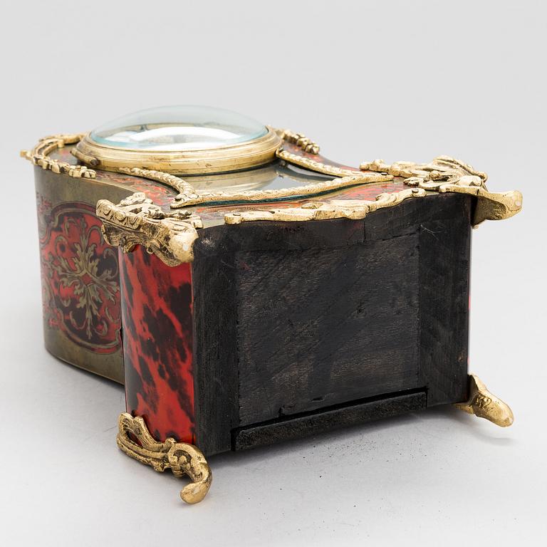 A French boulle style mantel clock, late 19th Century.