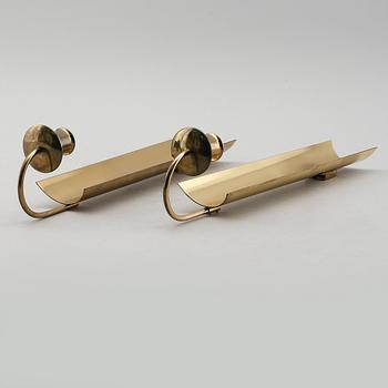 VÄGGLJUSSTAKAR, 2 st, mässing, "Reflex", Pierre Forsell, Skultuna, 1900-talets andra hälft.