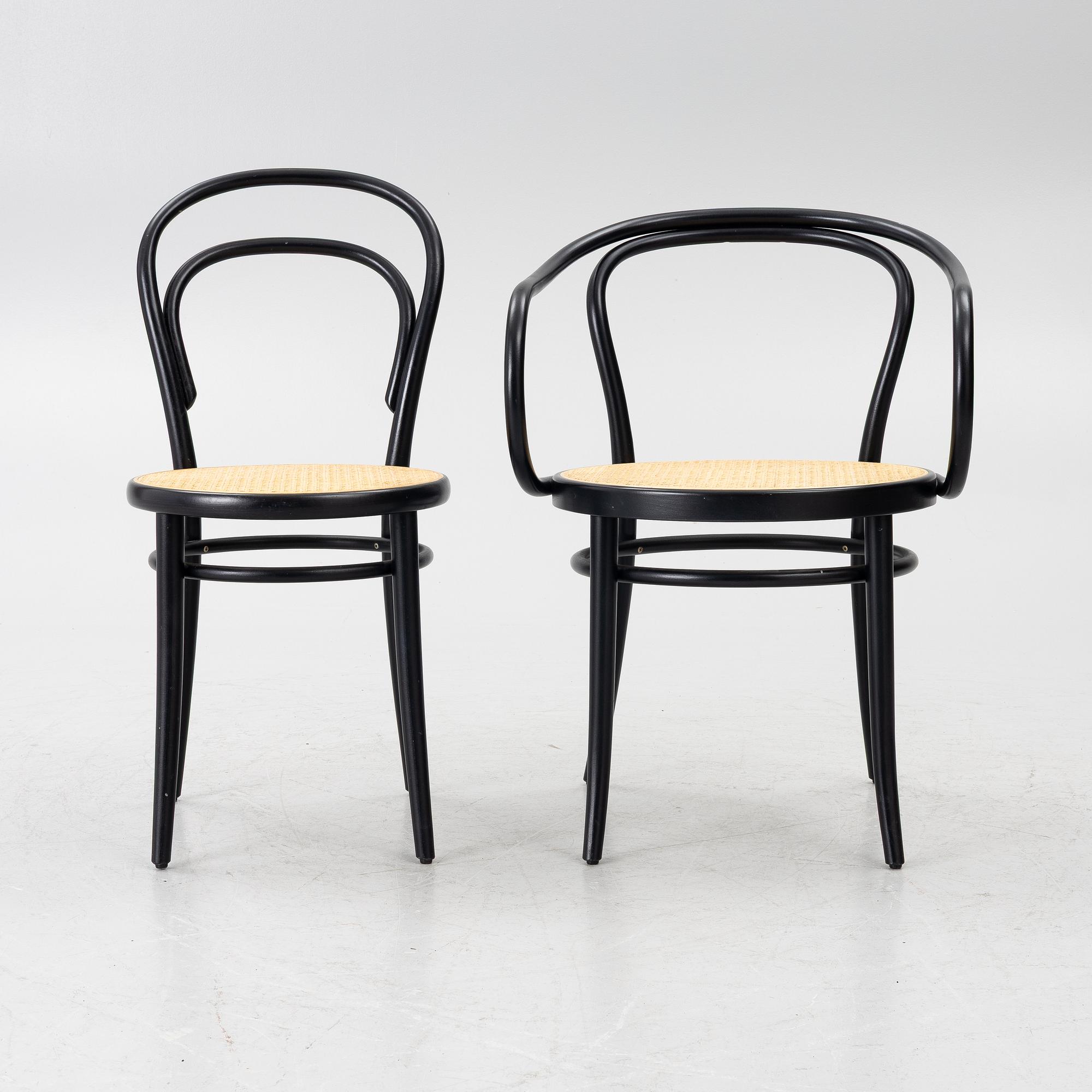 Michael Thonet, stolar, 6 st modell 18, karmstolar 2 st modell 30,  Ton.