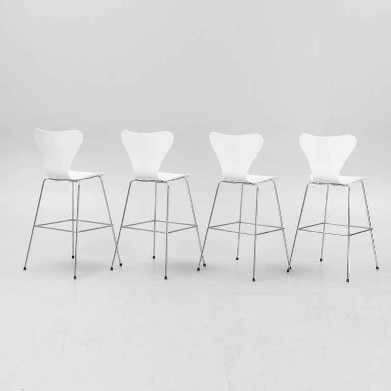 Arne Jacobsen, four 'Series 7' bar chairs, Fritz Hansen, Denmark, 2013.