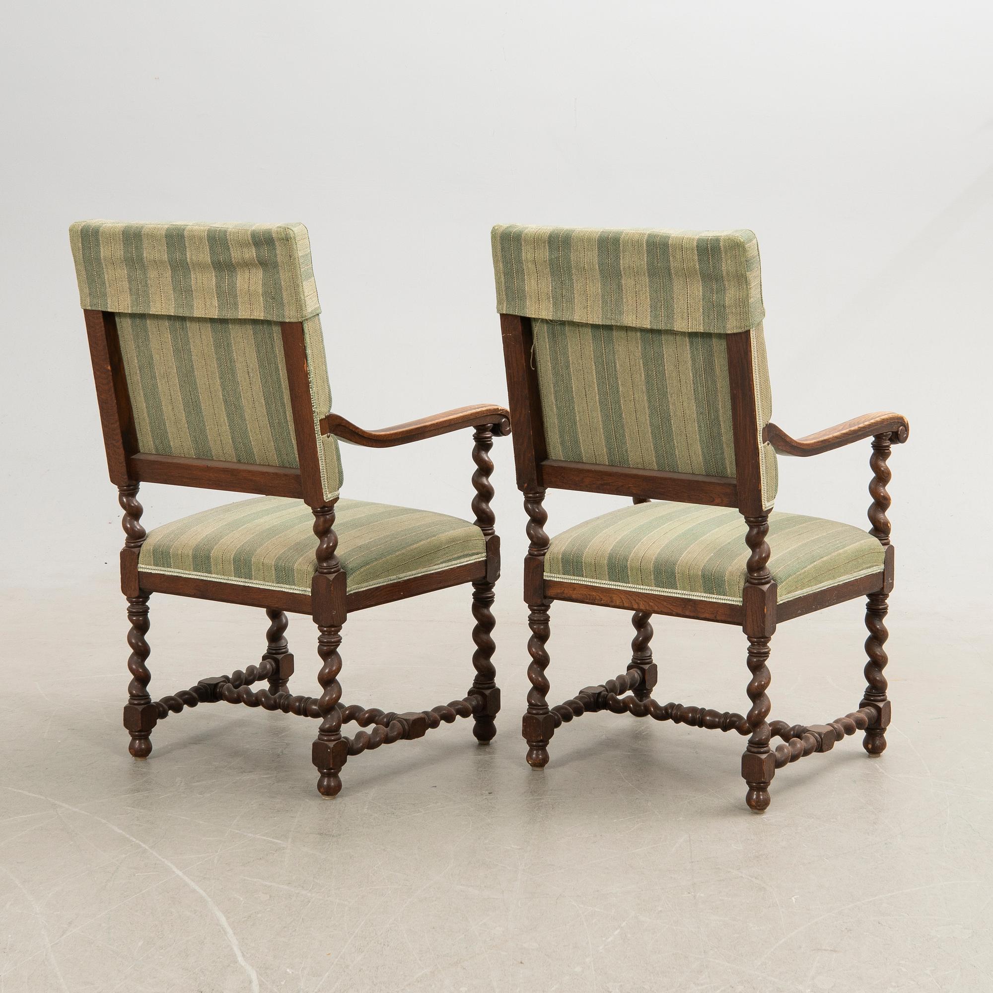 Karmstolar, barockstil, 1900-talets första hälft.