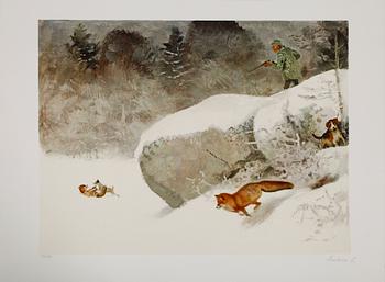 LINDORM LILJEFORS, mapp med 5 färglitografier, signerade, numrerade 278/360.