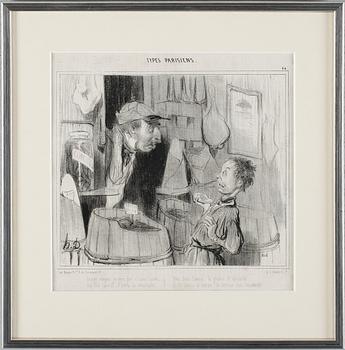 HONORÉ DAUMIER, efter, 4 st, litografiska tryck, sent 1800-tal.