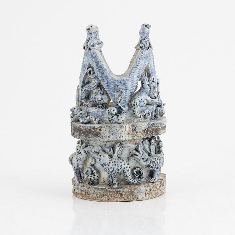 Astrid Anderberg, a stoneware sculpture/candle holder, Sweden, signed.