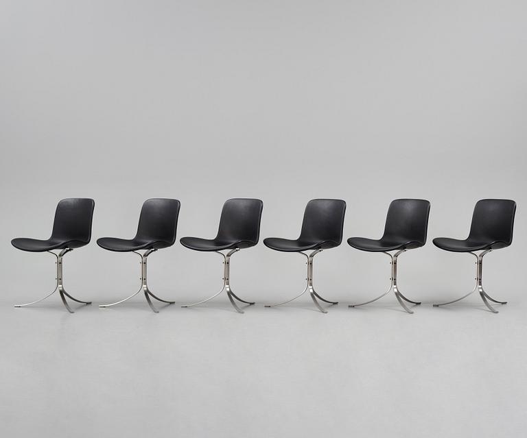 Poul Kjaerholm, a set of six "PK9" chairs, Fritz Hansen, 2020.