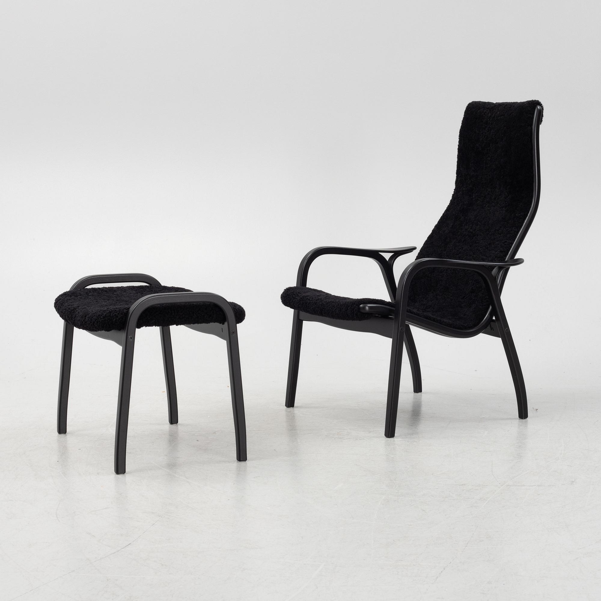 Yngve Ekström, a 'Lamino' armchair with stool, Swedese, Sweden, 2019.
