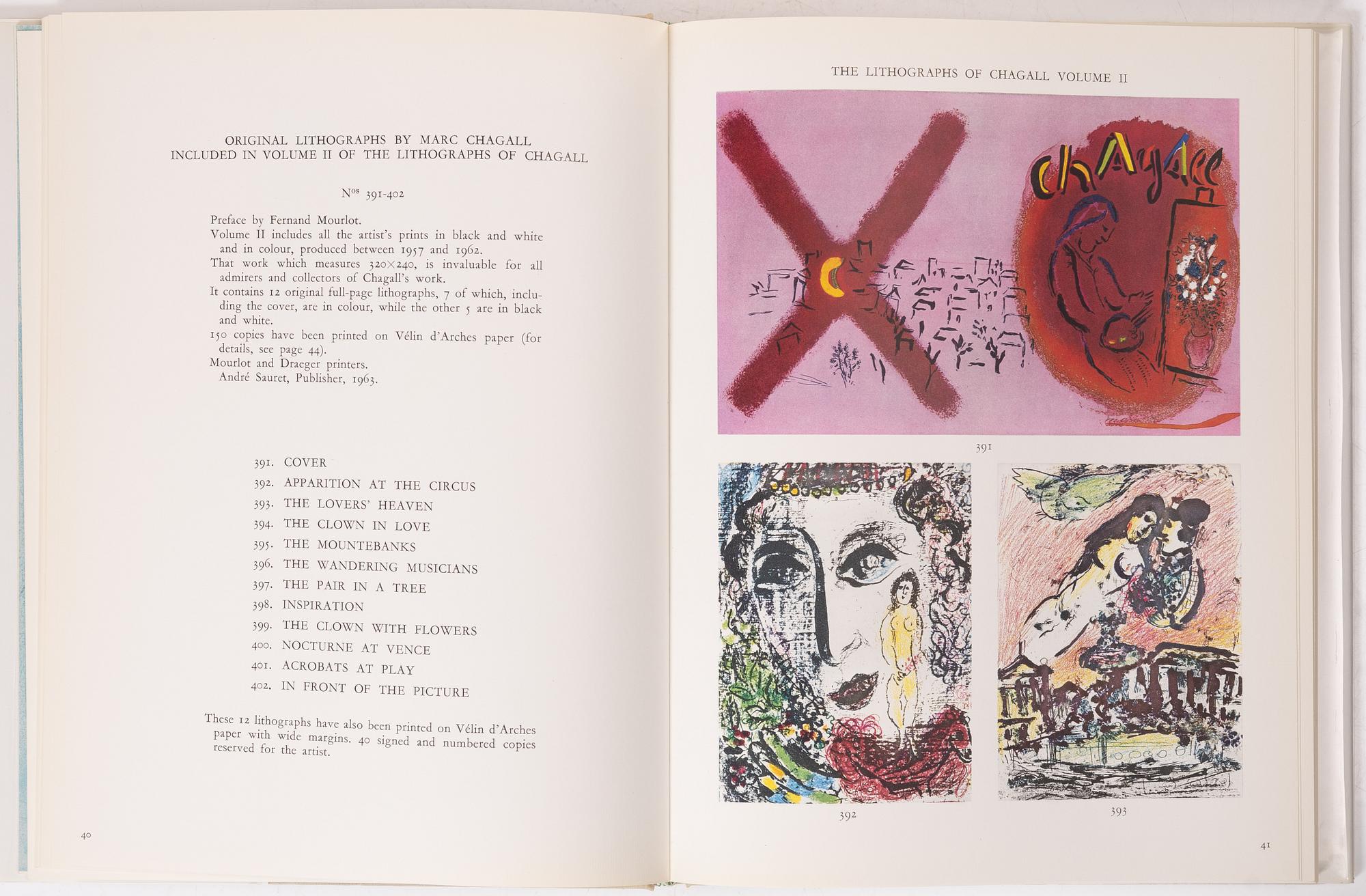 Marc Chagall, Books, 2 pcs, "Chagall - Lithographe III" and "Chagall - The Ceiling of the Opera".