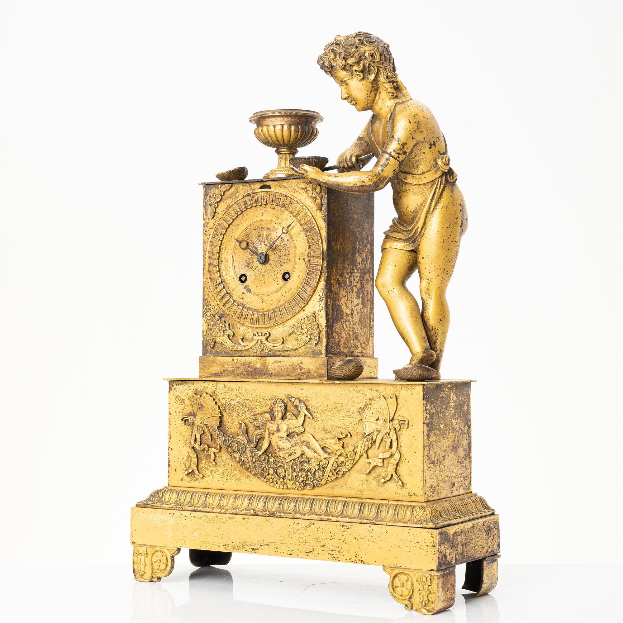 An Empire mantle clock, France, first half of the 19th century.
