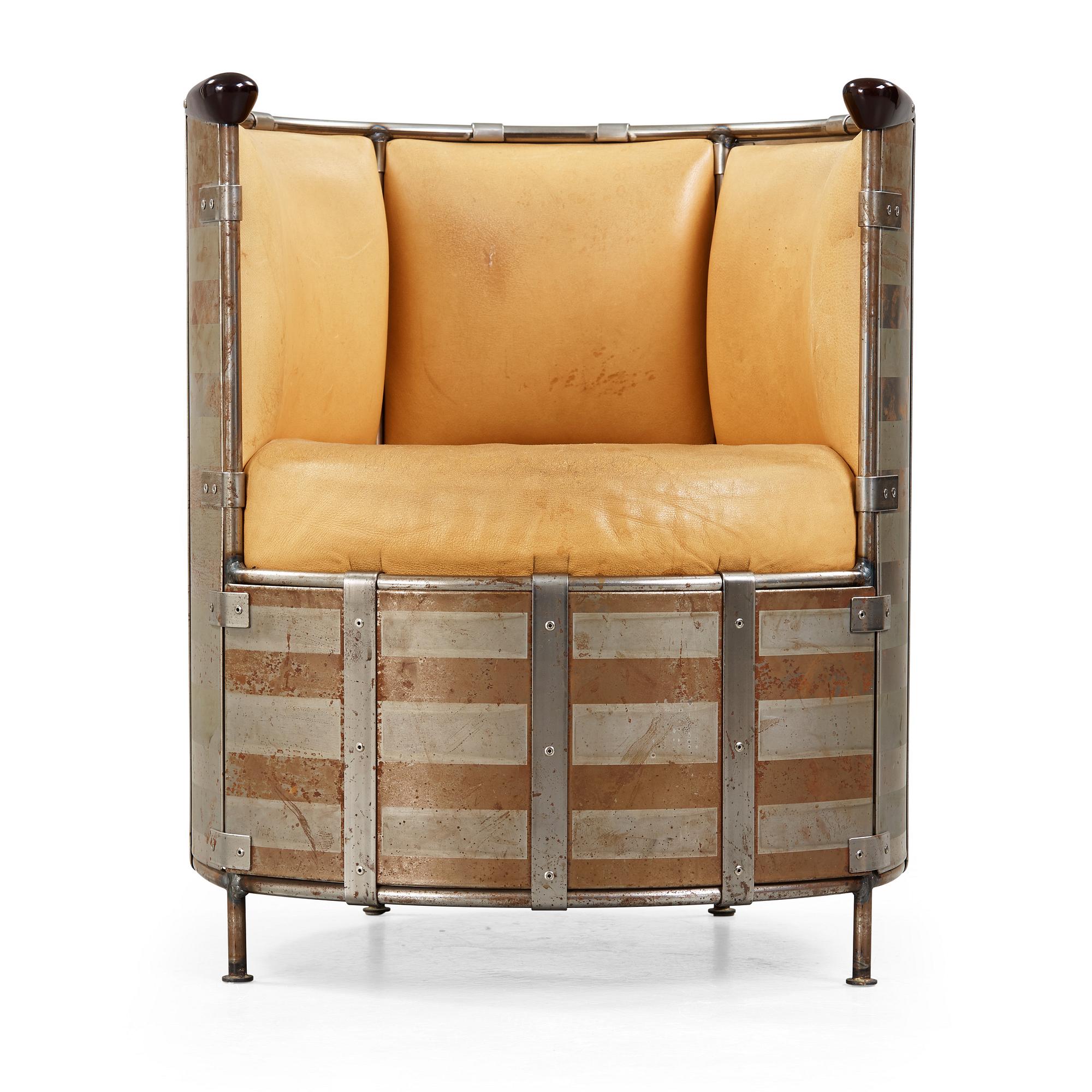 A Mats Theselius 'Älgskinnsfåtöljen' armchair, Källemo, Sweden ca 1991.