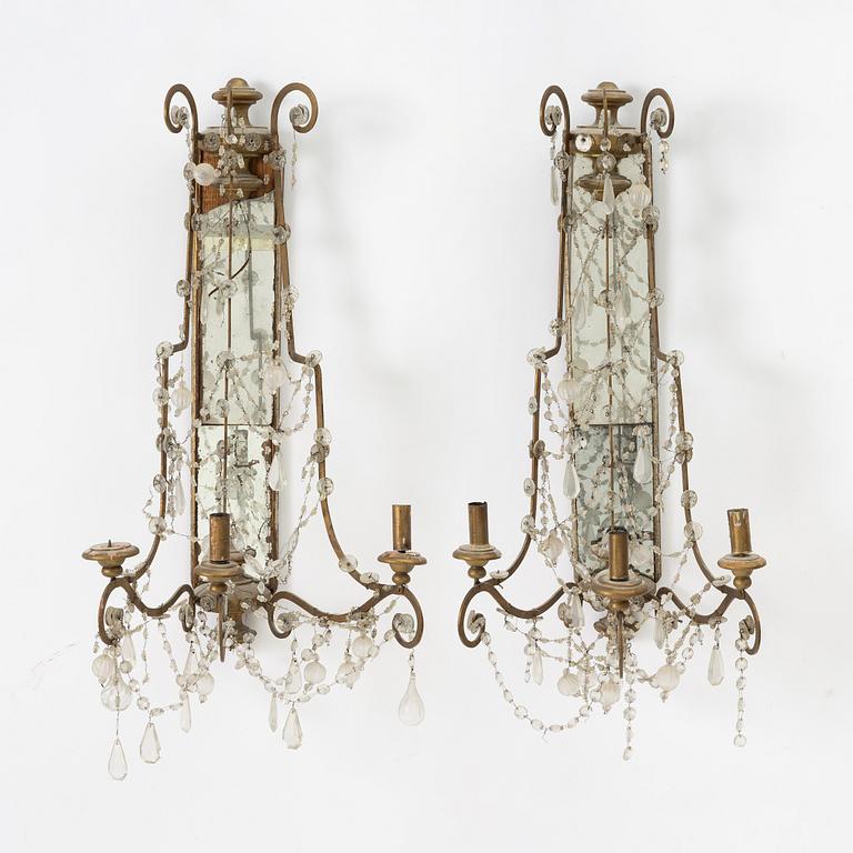 A pair of mirror wall sconces, second half of the 20th Century.