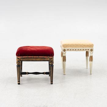 Stools, 2 pcs, Gustavian, 18th century.