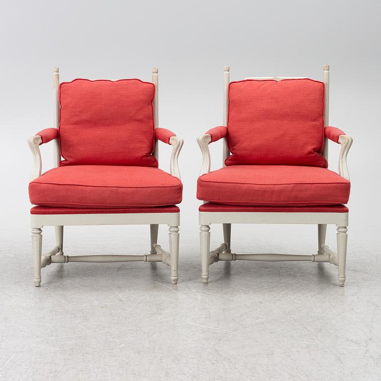 A pair of armchairs, late 20th Century.