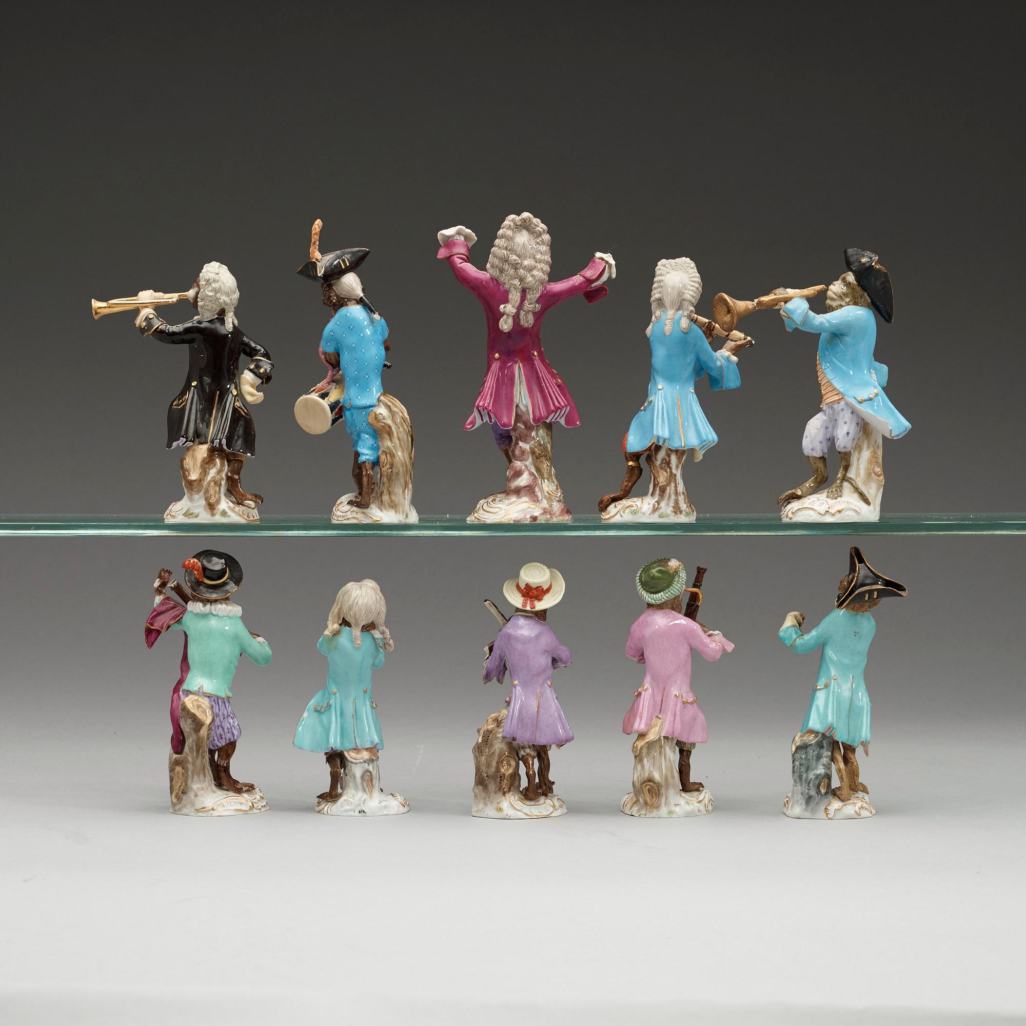 A monkey orchestra, "Affenkapelle", Meissen, late 19th Century.