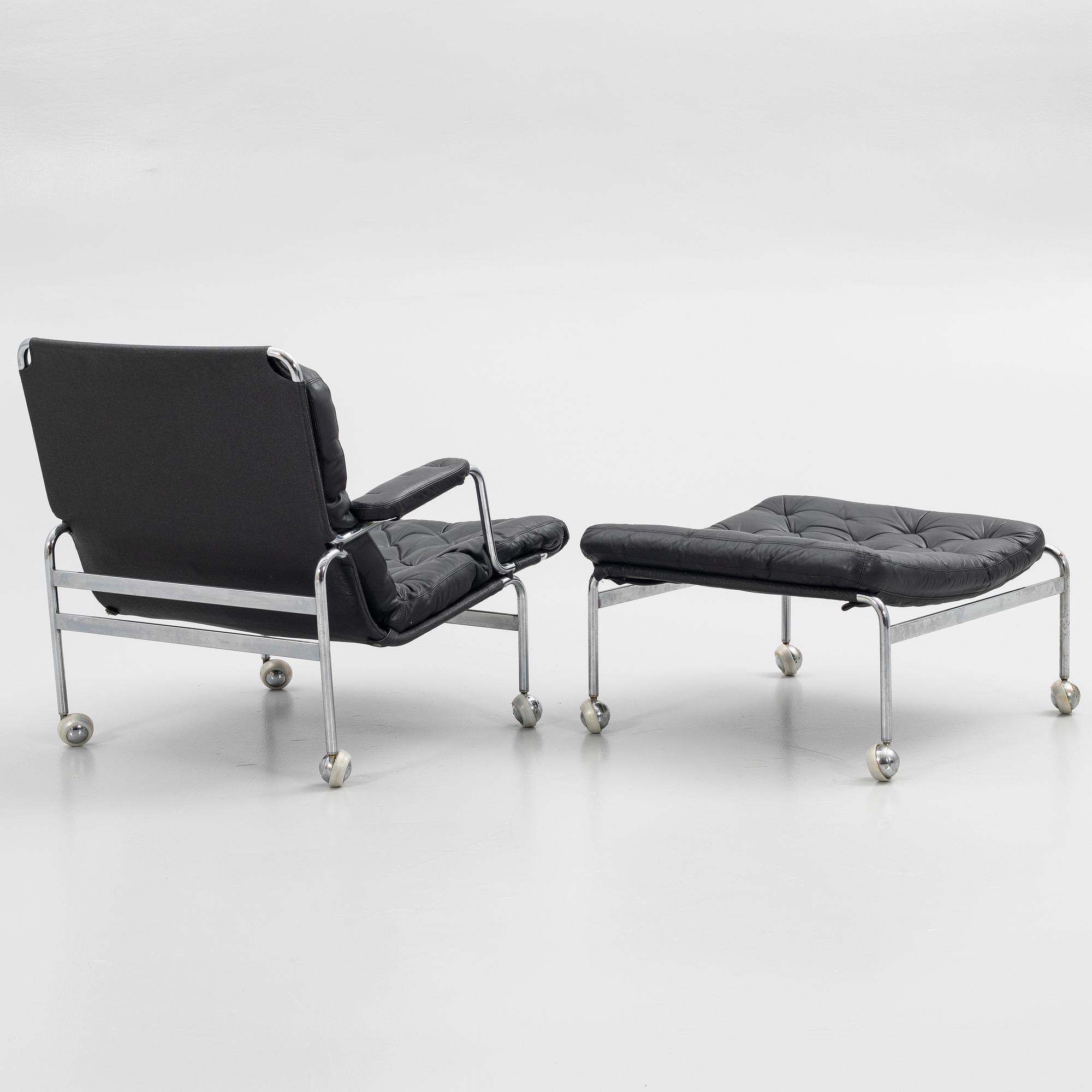 Bruno Mathsson, Armchair with footstool, "Karin 73", DUX, later part of the 20th century.