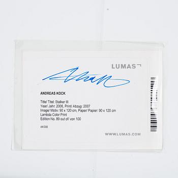 Andreas Kock, photo, signed ed 89/100 on label verso.