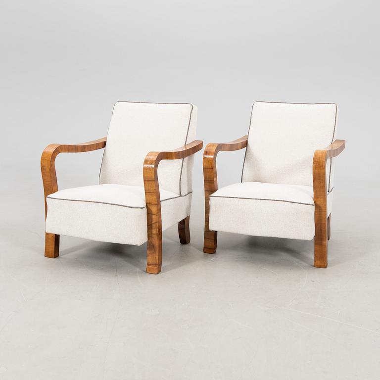 Armchairs/Easy Chairs, a pair of Art Deco, first half of the 20th century.