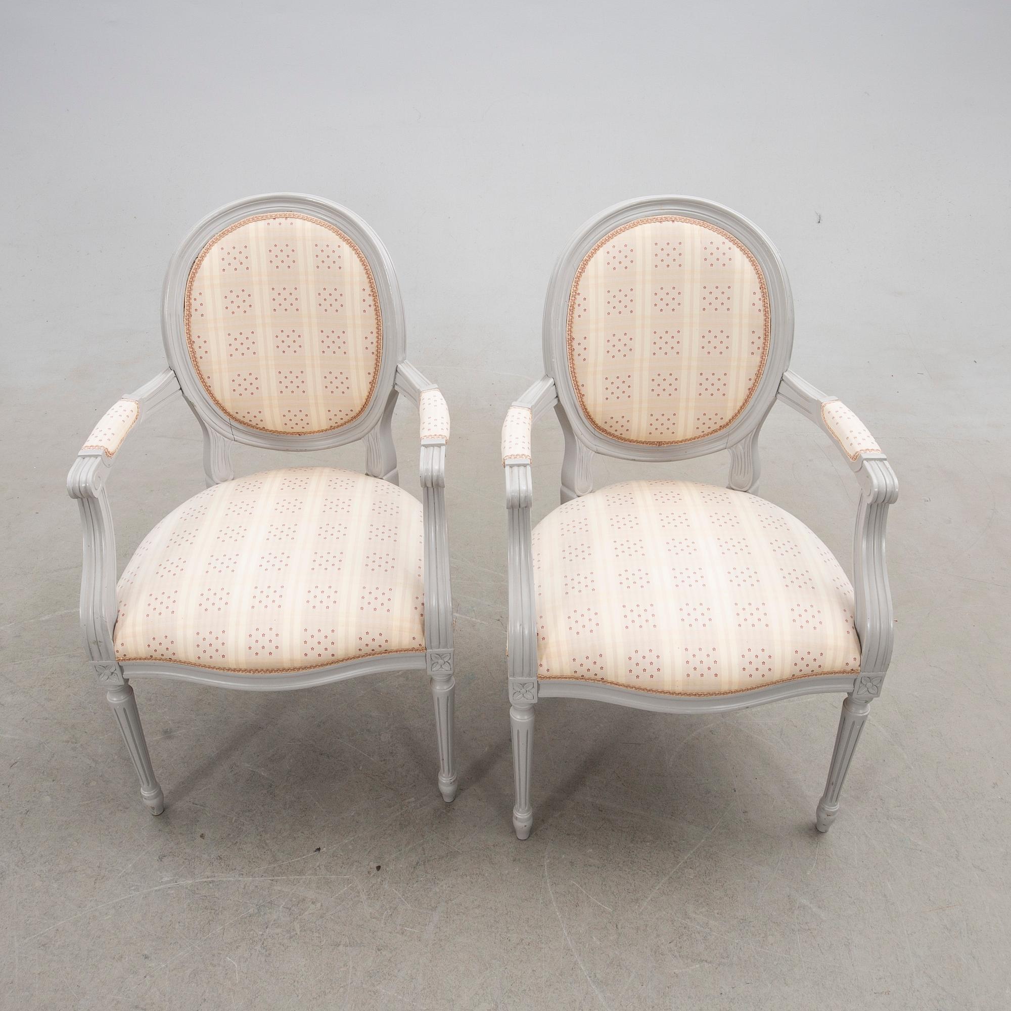 Armchairs, a pair, Gustavian style, 20th century.