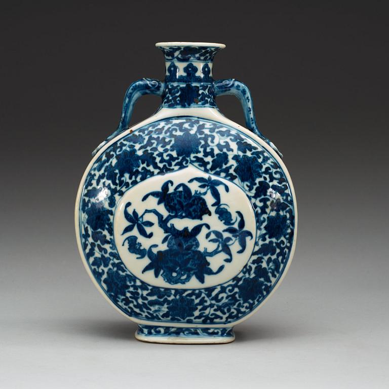 A Chinese blue and white Moonflask, with Qianlong sealmark, presumably Republic.