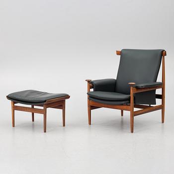 Finn Juhl, a 'Bwana' armchair and ottoman, France & Son, Denmark, 1960's.