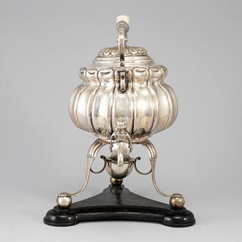 A Biedermeier silver samovar, makers mark AE, possibly Austria-Hungary 1820's.