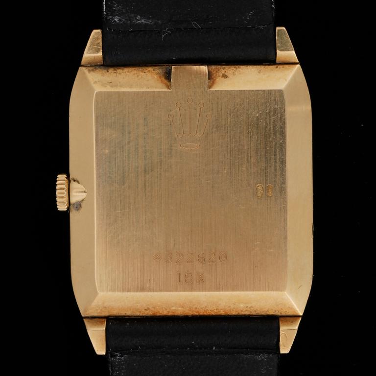 Rolex - Cellini. Manuell. Guld/läderband. 31x26mm. Ca 1980/90-tal. Boettnr. 4322620. Ref. 4135.