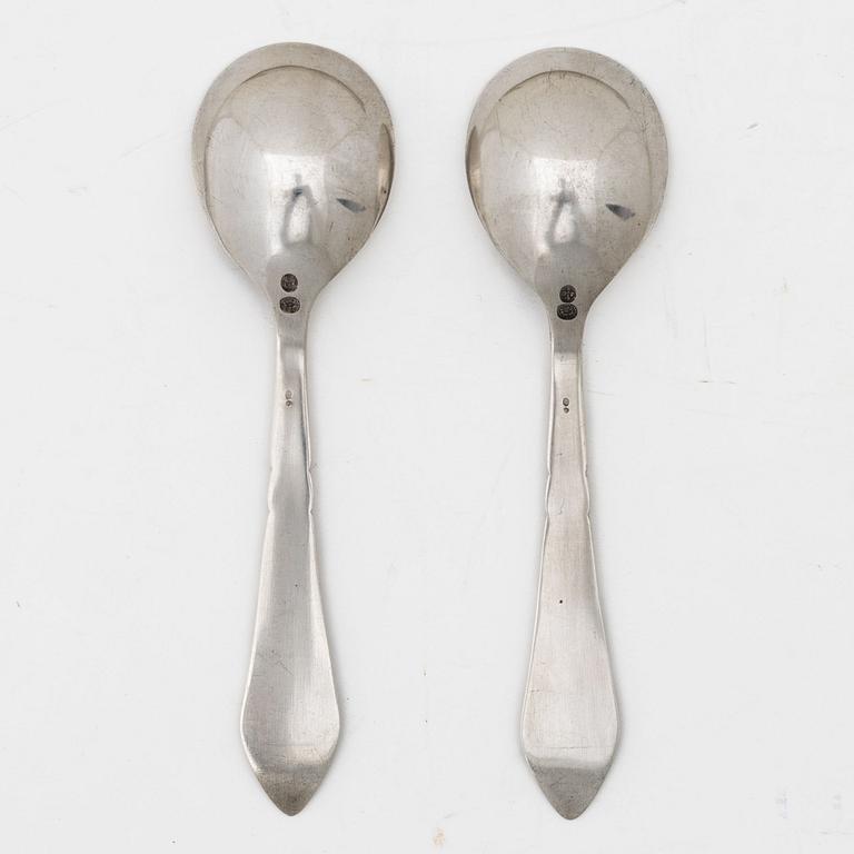 Georg Jensen, serving spoons, a pair, silver, Denmark 1920s.