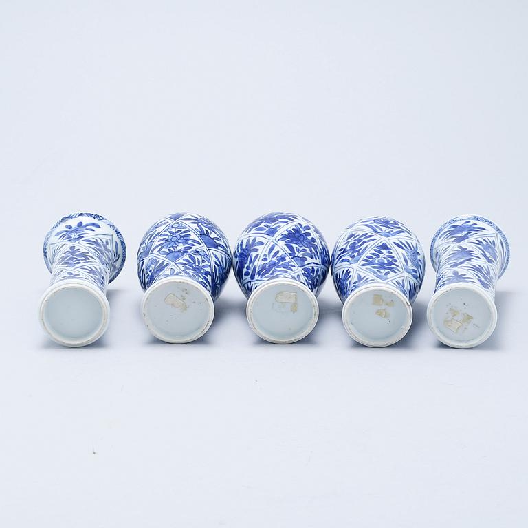 Five 18th century Chinese porcelain miniature vases.