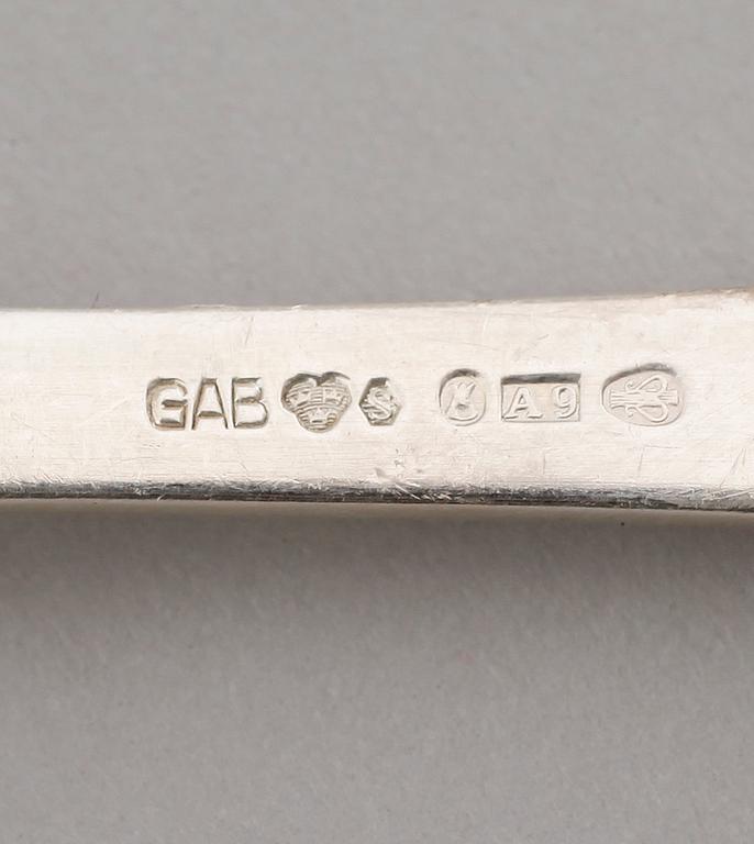 BESTICK, 36 delar, silver, GAB, Stockholm 1950-tal. Vikt med stålblad ca 2003 gram.